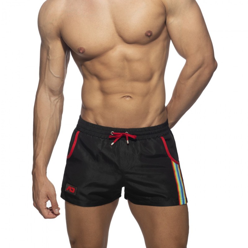 Addicted Rainbow Tape Swim Shorts black