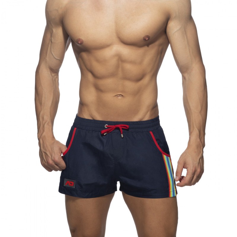 Addicted Rainbow Tape Swim Shorts navy