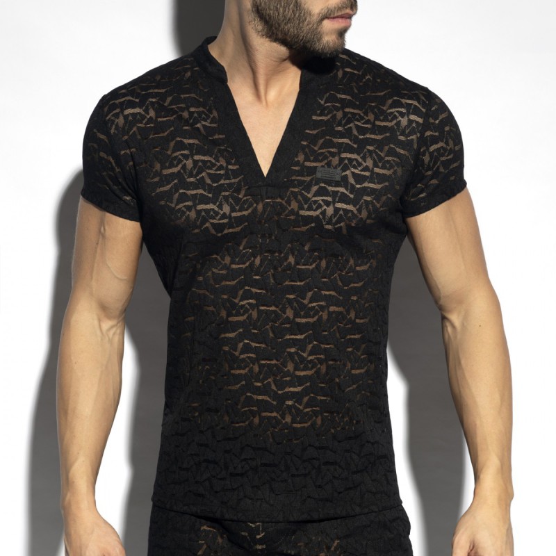 ES Collection Spider V-Neck Polo-Shirt black