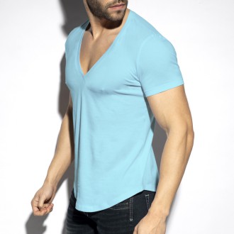 ES Collection Deep V-Neck T-Shirt sky blue