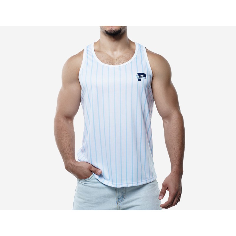 PUMP Sky Blue Striped Tank Top