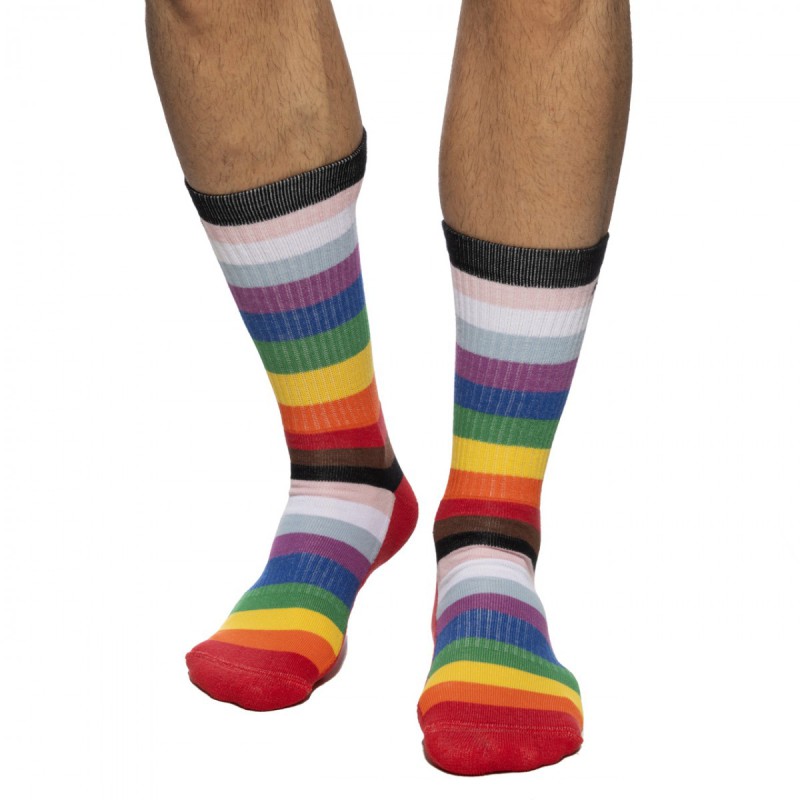 Addicted Inclusive Rainbow Socks white