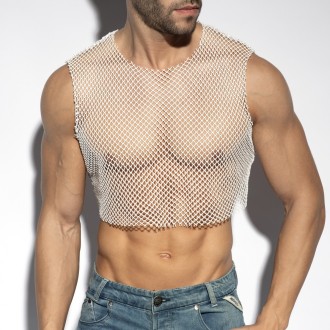 ES Collection Beachy Net Midriff Crop Top White