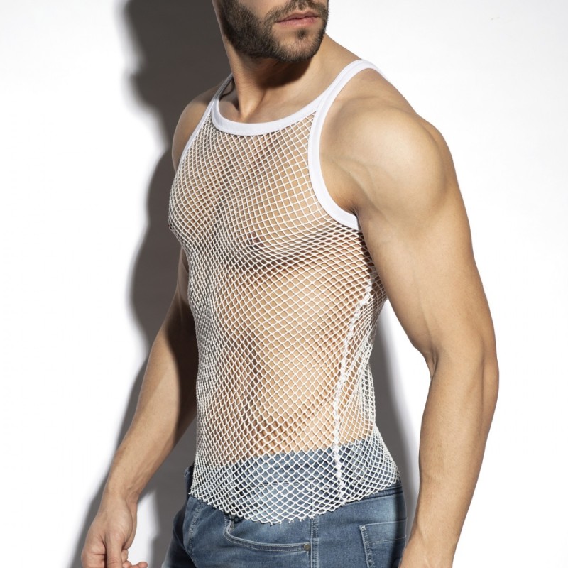 ES Collection Beachy Net Strap Tank Top White