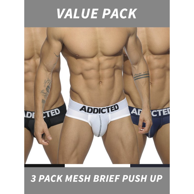 Addicted 3 Pack Mesh Brief Push Up