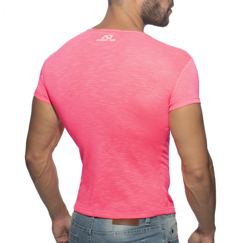 Addicted Thin Flame T-Shirt Neon Pink